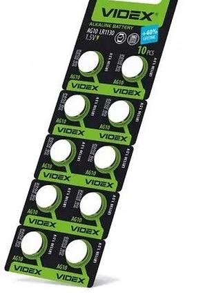 Батарейки videx alkaline ag10 lr1130 1.5v ціна за 1шт 22152