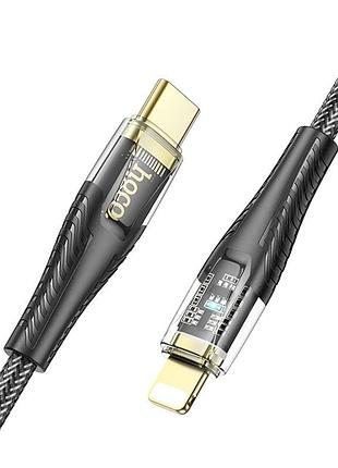 Дата кабель hoco u121 gold standart transparent discovery edition type-c to lightning 27w (1.2m) (black) 71328 hoco