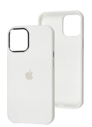 Чохол silicone case full (metal frame and buttons) for iphone 14 pro white