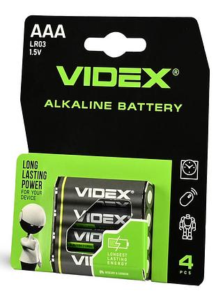 Батарейка videx alkaline 1.5v aaa lr03 (4шт/60шт/720шт) 43903
