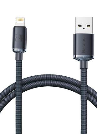 Кабель baseus crystal shine series fast charging lightning 2.4a (1.2m) (black) 35102 baseus