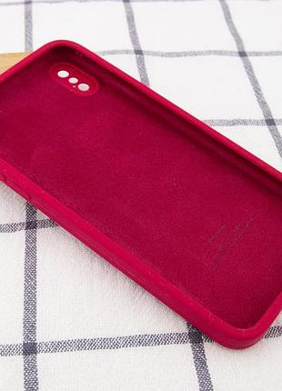 Чохол silicone case square full camera protective (aa) для apple iphone xs / x (5.8") (червоний / rose red) 40231 3