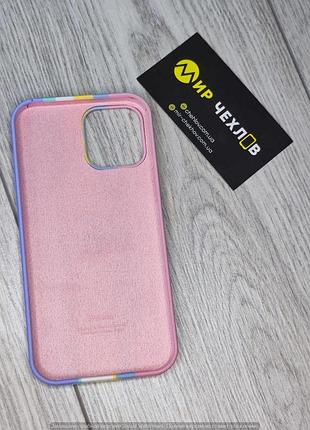 Чохол iphone 12 pro max rainbow silicone case pink 2