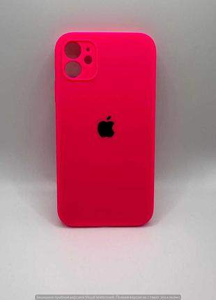 Чохол silicone case square full camera protective (aa) для apple iphone 11 (6.1") (рожевий / barbie pink) 00040234 4