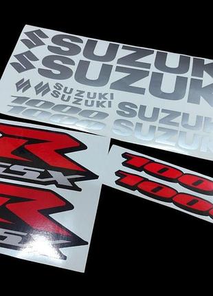 Комплект сріблястої металік наклейки на мотоцикл бак-бокопластик gsx suzuki r джиксер 1000 сузукі