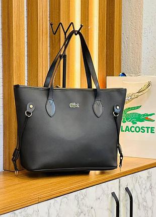 Сумка велика чорна жіноча lacoste шопер лакоста