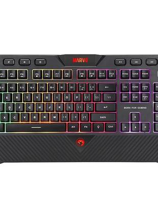 Клавіатура дротова ігрова з підсвіткою marvo k656 usb black