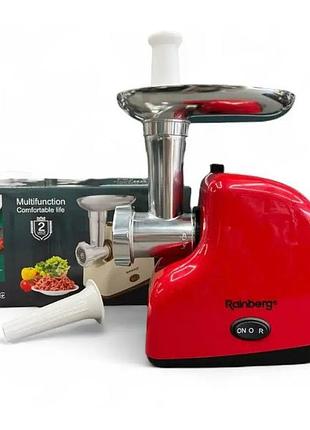 Мясорубка электрическая rainberg rb-2319 с системой реверса насадка куббе 3000вт red nf-58