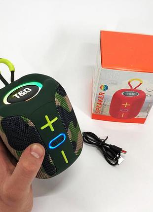 Портативна bluetooth колонка tg658 8w з rgb підсвічуванням, гучна блютуз колонка. wm-767 колір: камуфляж