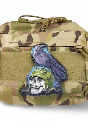 Череп и ворон объемный шеврон / патч 2