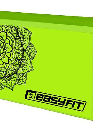 Блок для йоги easyfit ef-1819-gn, салатовый, eva пена, 23×15×7,6 см, 195 г (1 шт.)