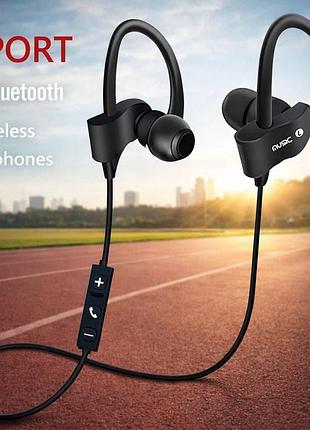 Наушники блютуз беспроводные вакуумные bluetooth лучшие для спорта черные black