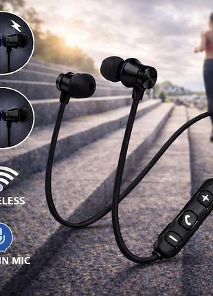 Беспроводные блютуз bluetooth наушники sport headset для спорта музыки и телефонных звонков чорний