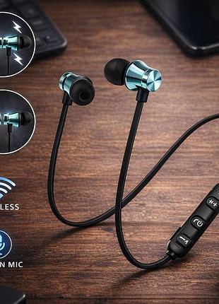 Беспроводные блютуз bluetooth наушники sport headset для спорта музыки и телефонных звонков блакитний