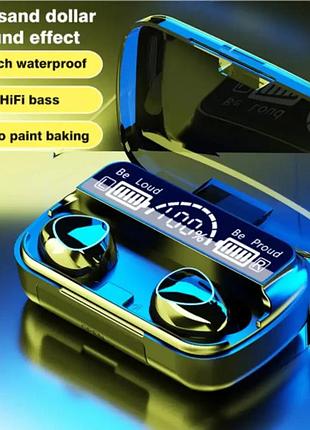 Беспроводные bluetooth наушники m10 tws 5.1 с цифровым дисплеем зарядным кейсом power bank и влагозащитой ipx7 чорний