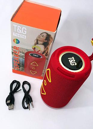 Bluetooth колонка портативная tg656 fm-радио, аккумуляторная колонка для музыки. цвет: красный shop