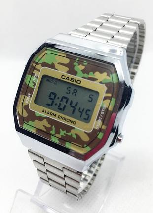 Часы мужские наручные электронные casio (касио), серебро с камуфляжным циферблатом ( код: ibw608sh )