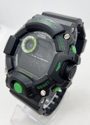 Годинник спортивний водостійкий g-shock casio (касіо) чорні з зеленим (код: ibw856bg)