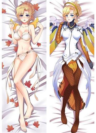 Аниме дакимакура ангел overwatch (подушка обнимашка) 120*40 см