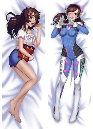 Аниме дакимакура d.va (ханна сон) overwatch (подушка обнимашка) 120*40 см 150, 50*150, 50