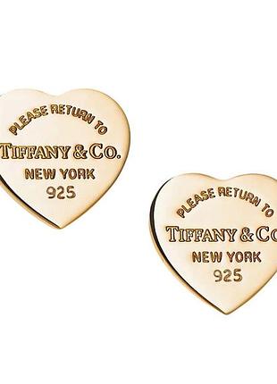 Серьги золото tiffany&co сердечко/ тифани сердце / сережки сердечками