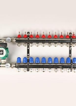 Коллектор gross 8504 1" - 3/4" на 11 выходов и угловая смесительная группа с насосом