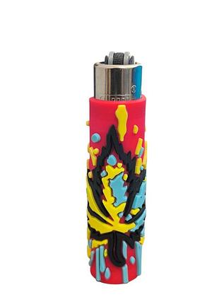 Зажигалка clipper rasta leaf silicone cover ( в силиконовом чехле 6 )