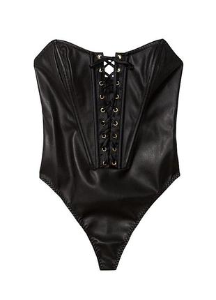 Женское боди из экокожи victoria’s secret размер s