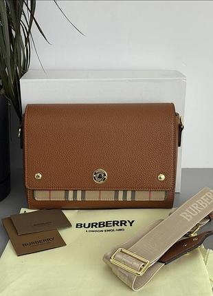 Женская кожаная сумка burberry check detail leather, сумка барбери, кросс боди, брендовая сумка, модная сумка