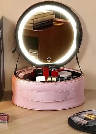 Косметичка-органайзер с led зеркалом, 29х28х11 см/дорожная косметичка