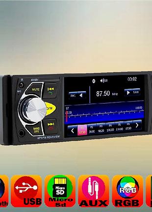 Автомагнітола 1din iso з екраном 4.1" дюйма av-in bluetooth 4022