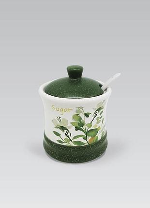 Сахарница с ложкой керамическая maestro mr-20032-09 банка для сыпучих продуктов банка для хранения сахара