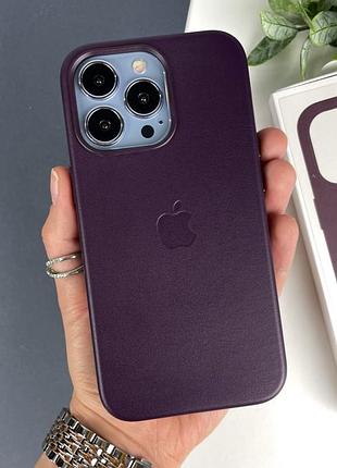 Leather case with magsafe for iphone 14 pro max. шкіряний кейс для айфон 14 pro max бордовий