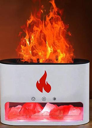 Зволожувач повітря міни аромадифузор rgb та соляним камінням ефект полум'я aroma diffuser ft-1933