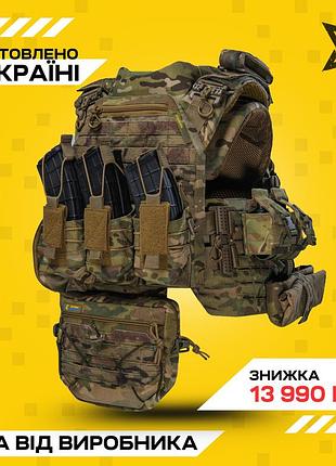 Плитоноска мультикам warmor gen.5 pro max с защитой шеи. мультикам. олива