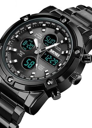 Мужские часы skmei molot limited all black 1210 спортивный кварцевый аналогово-цифровой