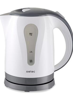 Электрочайник пластиковый metec - 1,8л бело-серый (700033)