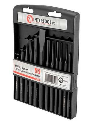 Набір зубил, кернерів і пробійників intertool — 1,5-16 мм (12шт) (ht-0289)