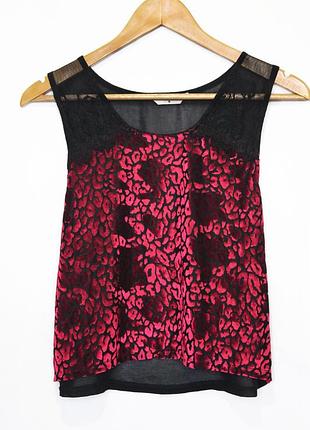Короткая нарядная майка леопард леопардовая от miss selfridge