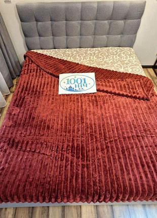 Покрывало шарпей, полуторный 150*200 бордовое полоса 4 см