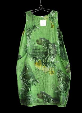 Стильное итальянское сарафан платье миди из фактурного хлопка р.16-18