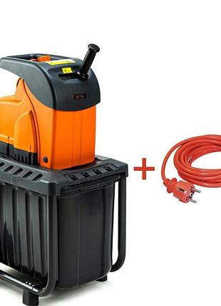 Подрібнювач садовий ds2800/45 kit, 220в, 2800вт, гілки до 45мм, ножі, контейнер 60л + подовжувач 10м помаранч. 3