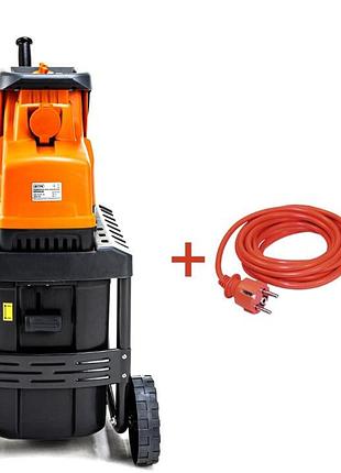 Подрібнювач садовий ds2800/45 kit, 220в, 2800вт, гілки до 45мм, ножі, контейнер 60л + подовжувач 10м помаранч. 4