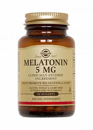 Мелатонін, 5 мг, melatonin, solgar, 60 жувальних таблеток
