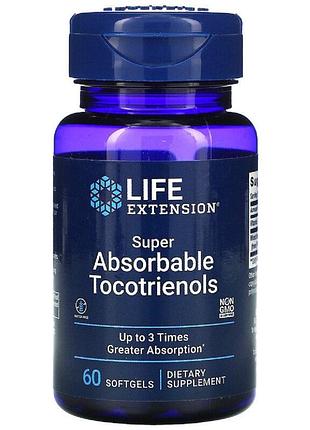 Вітамін е супер абсорбуючі токотрієноли, super absorbable tocotrienols, life extension, 60 капсул