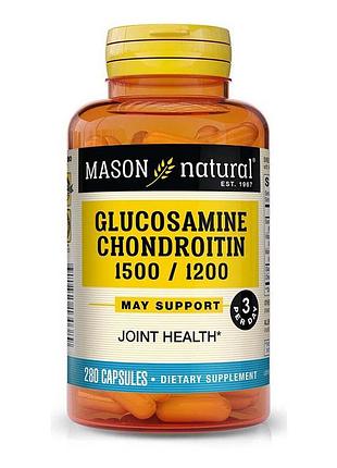 Глюкозамин и хондроитин 1500/1200, glucosamine chondroitin, mason natural, 280 капсул