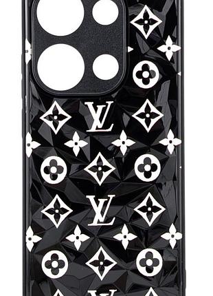 Чехол prisma для телефона poco m6 pro стеклянный черный бампер рисунок louis vuitton