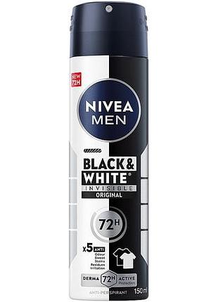 Дезодорант-антиперспірант чоловічий nivea black&white original спрей 150 мл