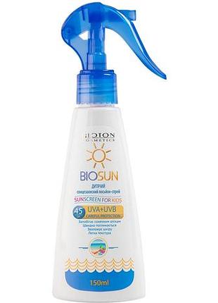 Детский солнцезащитный лосьон-спрей bioton cosmetics biosun spf 45 150 мл