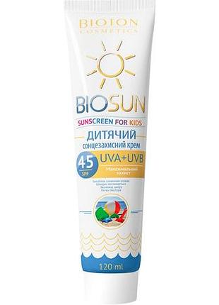 Дитячий сонцезахисний крем bioton cosmetics biosun spf 45 120 мл